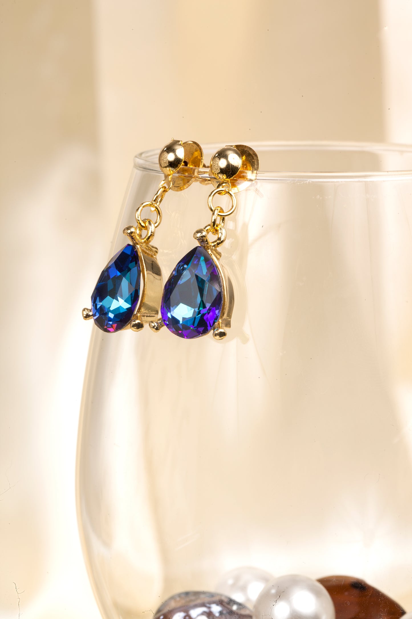 Midnight Muse - Swarovski Crystal Drop Earrings (18K Gold Finish)