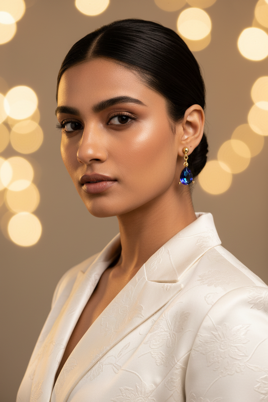 Midnight Muse - Swarovski Crystal Drop Earrings (18K Gold Finish)