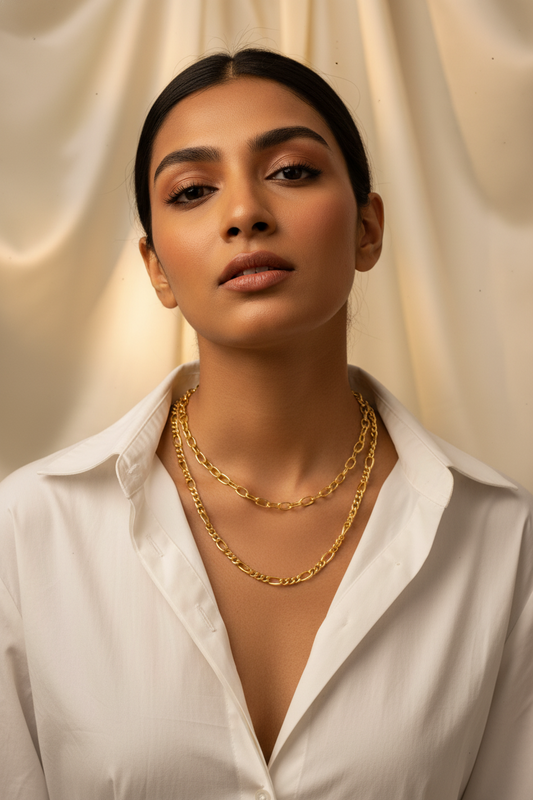 Luxe Dual-Layer Chain Necklace (18K Gold Finish)