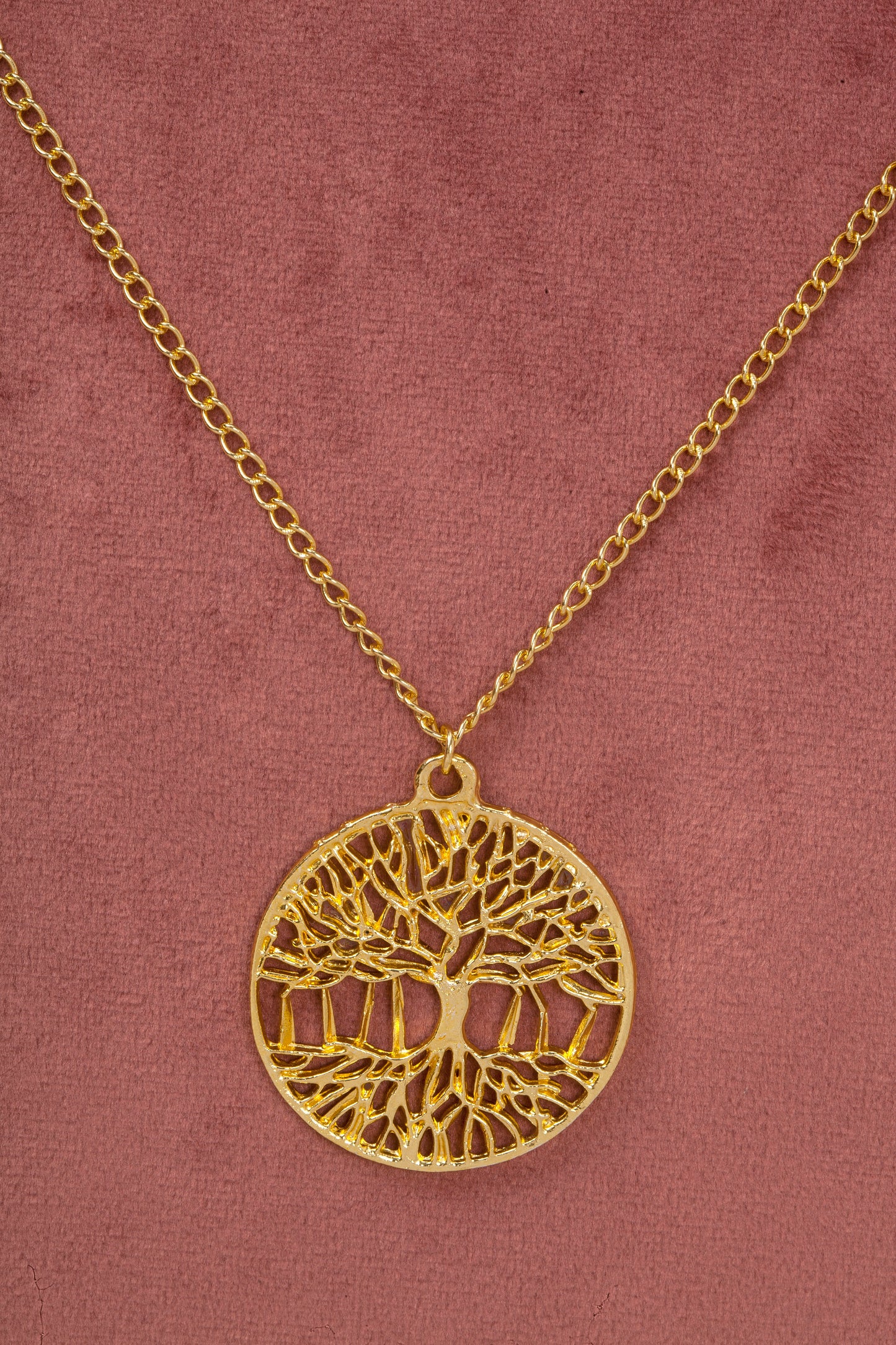 Tree of Life Long Pendant Necklace (18K Gold Finish)