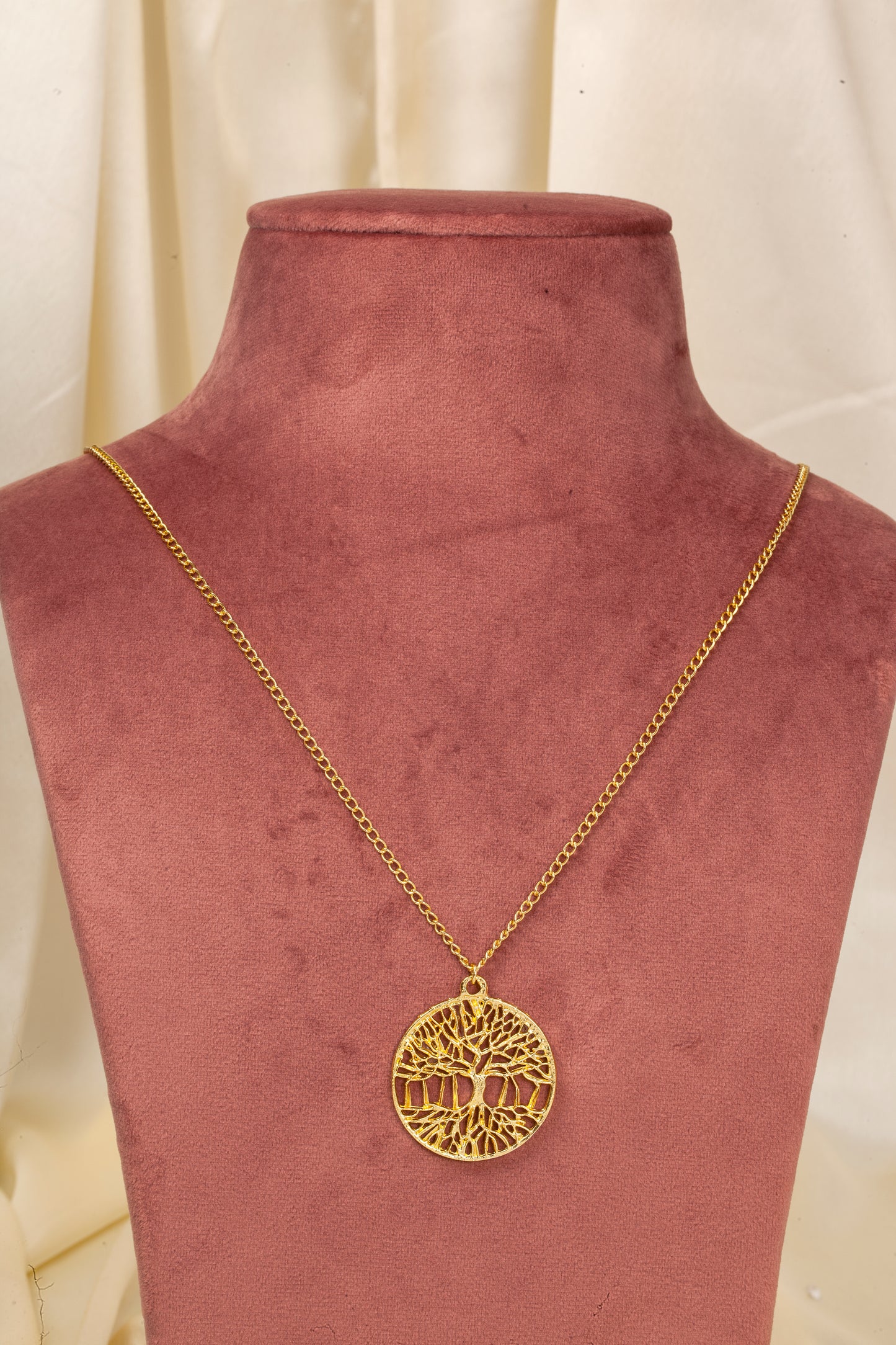 Tree of Life Long Pendant Necklace (18K Gold Finish)