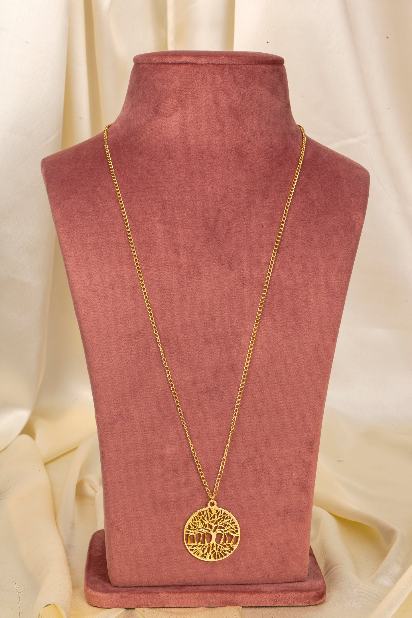 Tree of Life Long Pendant Necklace (18K Gold Finish)