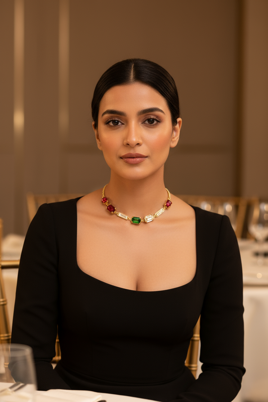 Jewel Symphony Swarovski Necklace (18K Gold Finish)