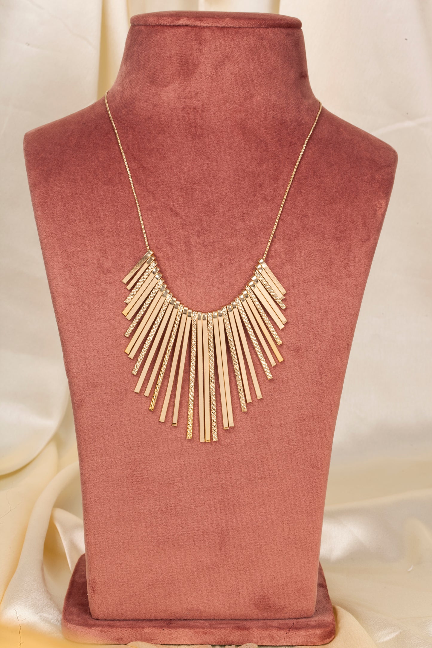 Golden Radiance Fringe Collar Necklace