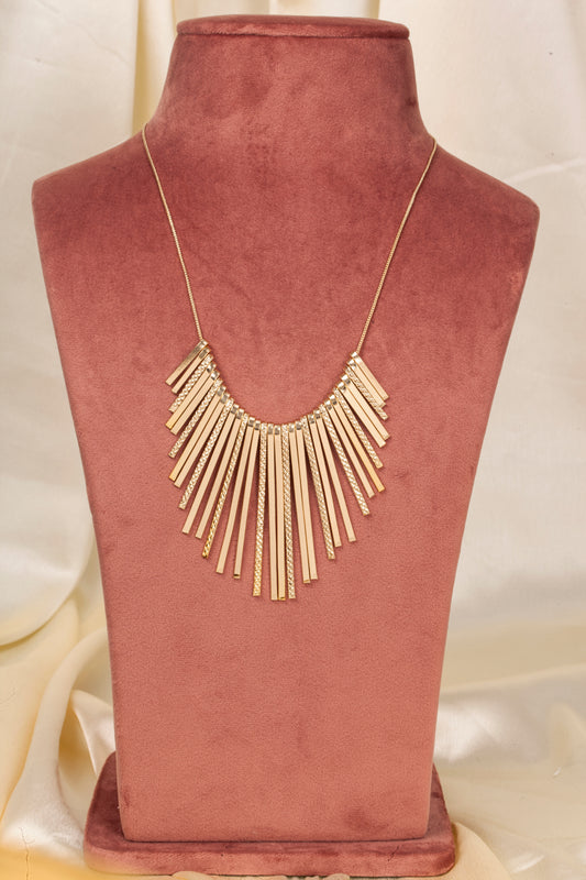 Golden Radiance Fringe Collar Necklace