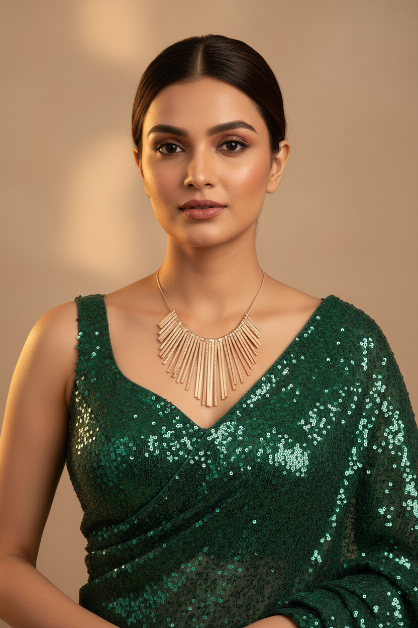 Golden Radiance Fringe Collar Necklace