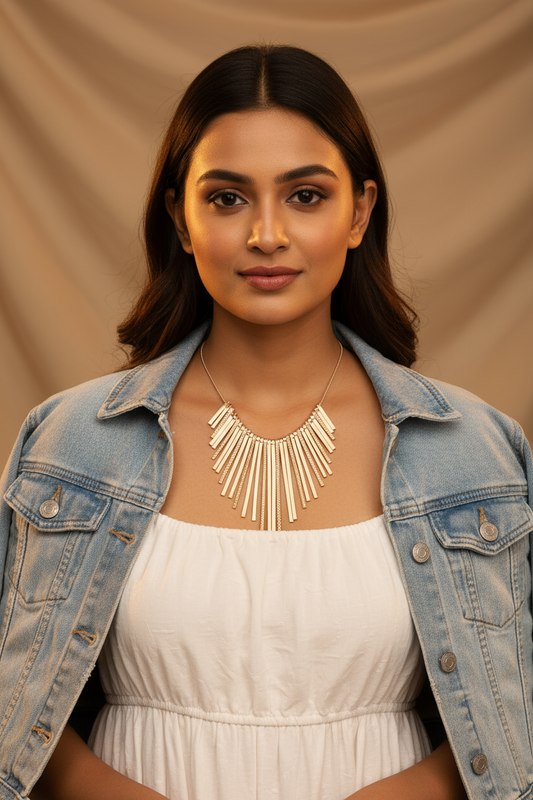 Golden Radiance Fringe Collar Necklace