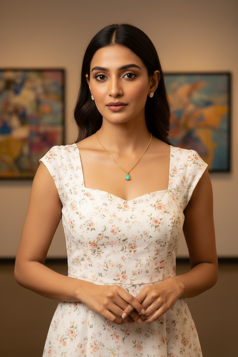 Verdant Glow Drop Pendant Necklace