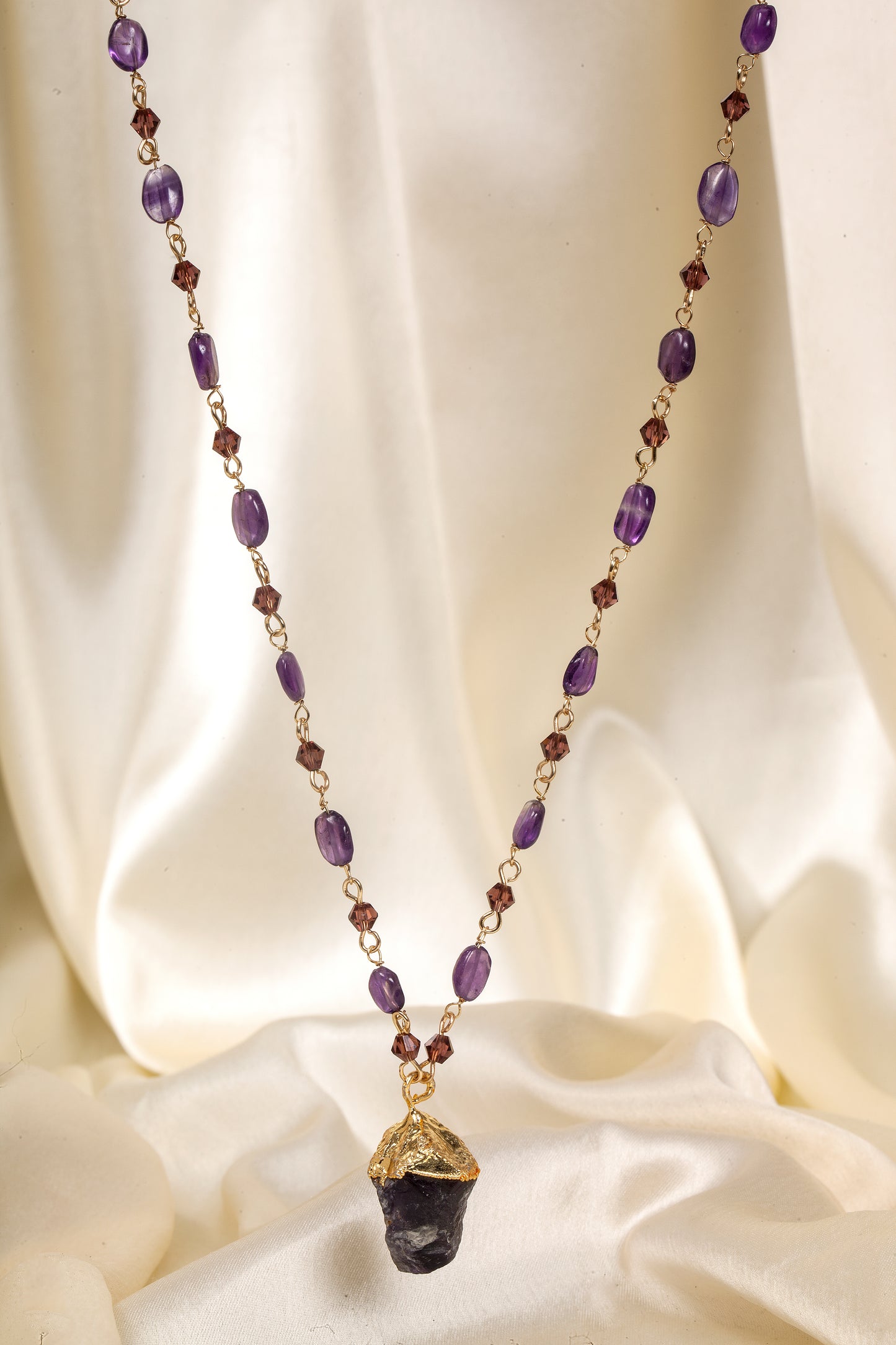 Amethyst Earth Raw Stone Pendant Necklace