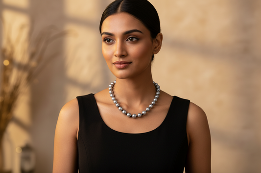 Moonlit Noir - Swarovski Pearl Necklace