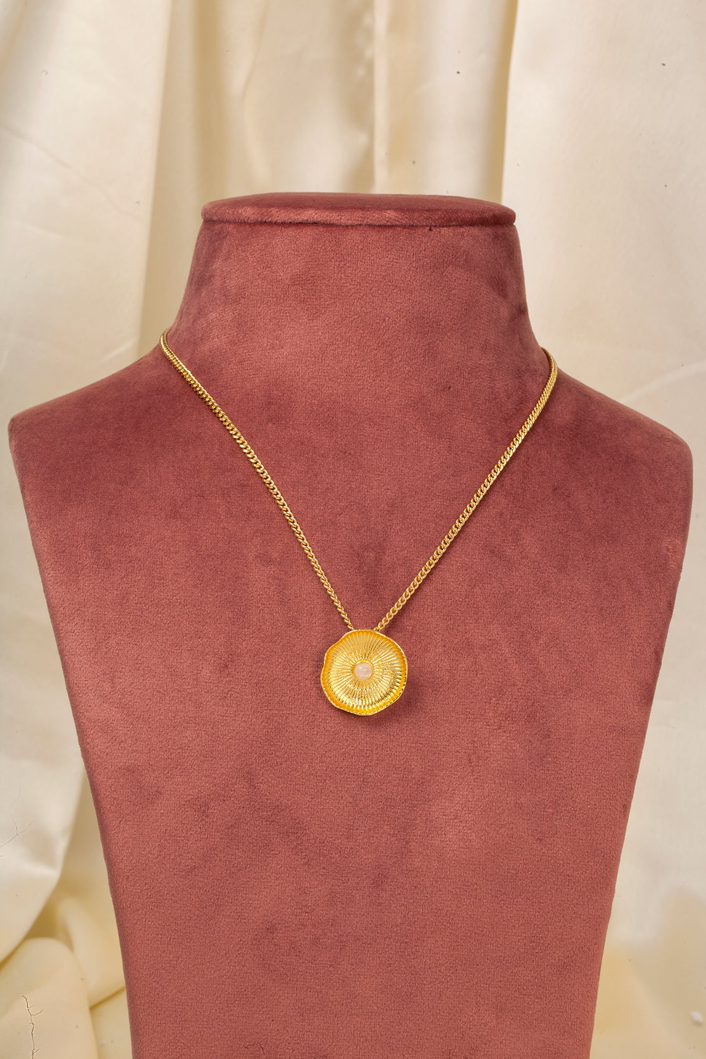 Golden Solstice Statement Pendant Necklace (18K Gold Finish)