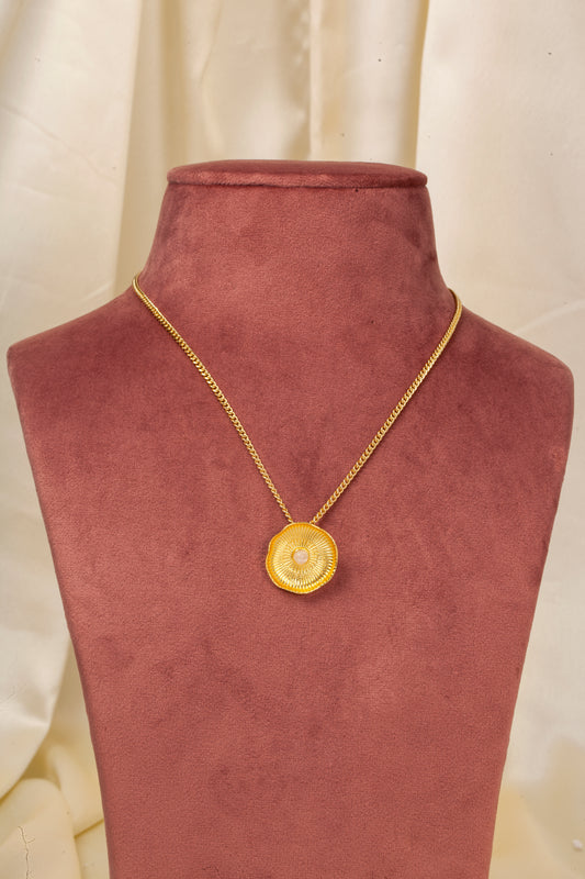 Golden Solstice Statement Pendant Necklace (18K Gold Finish)