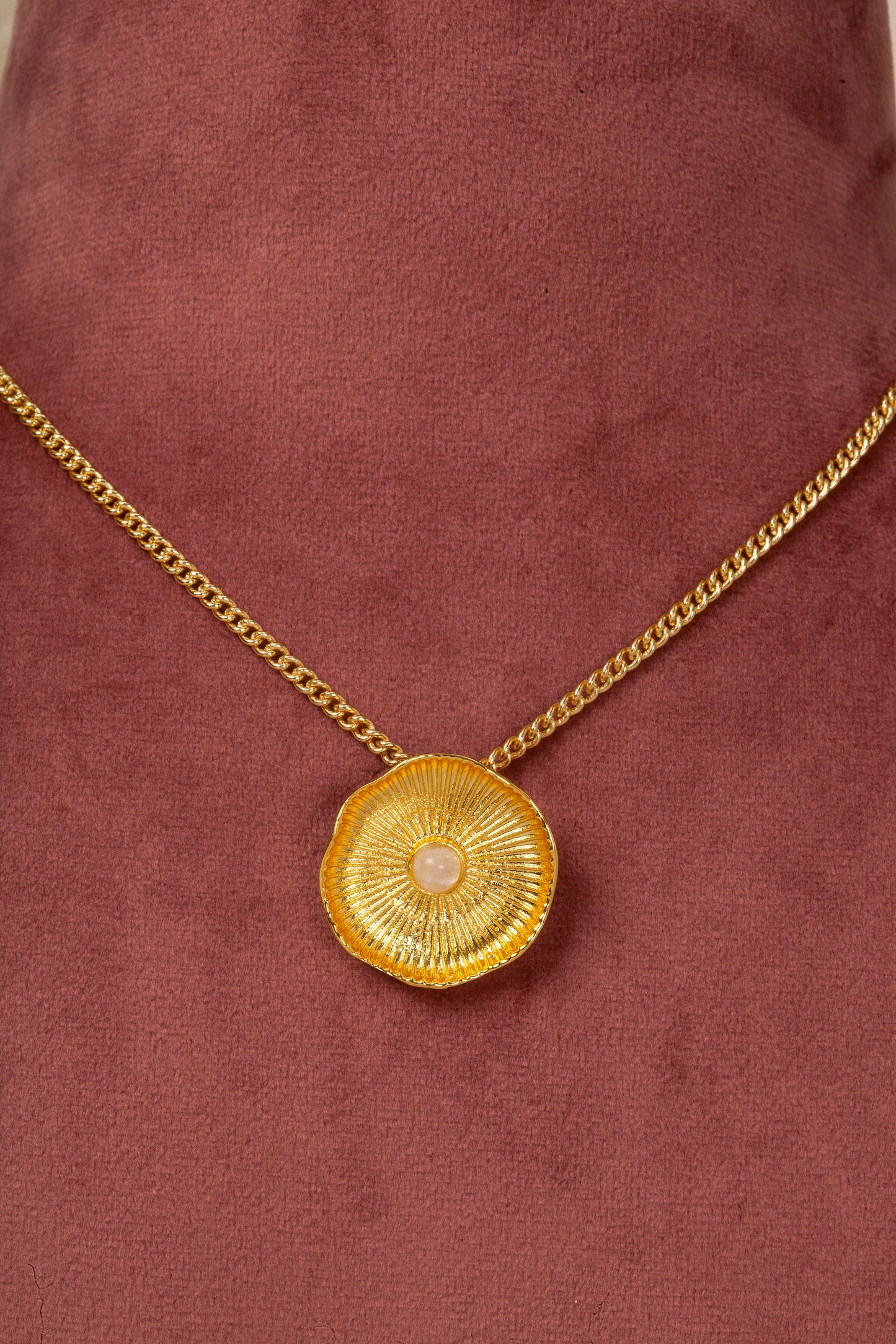 Golden Solstice Statement Pendant Necklace (18K Gold Finish)