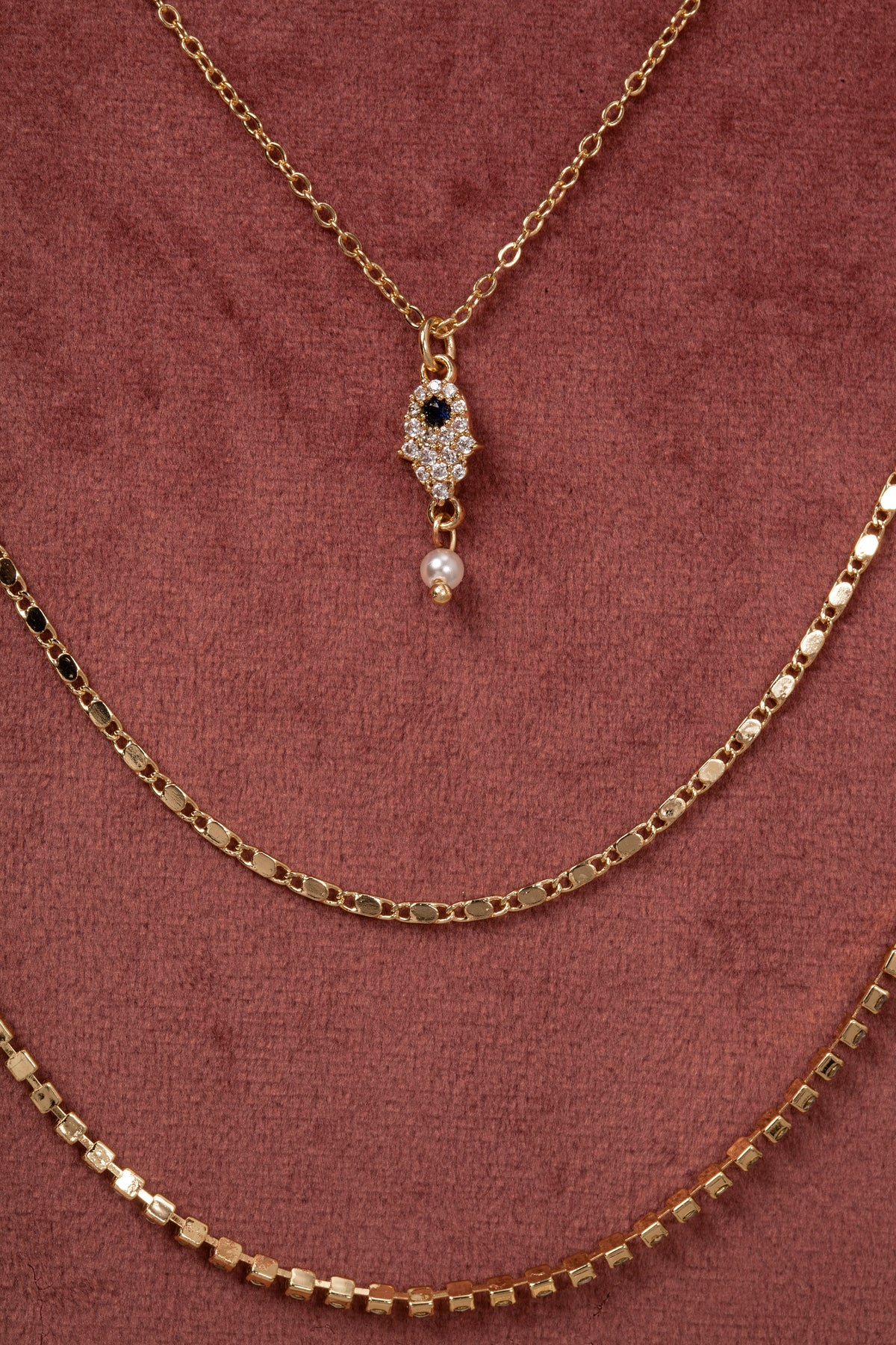 Golden Glint Triple-Layer Necklace