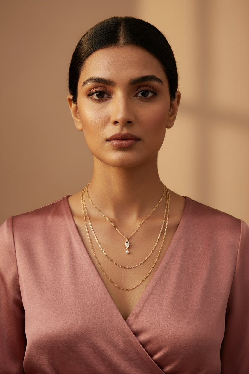 Golden Glint Triple-Layer Necklace