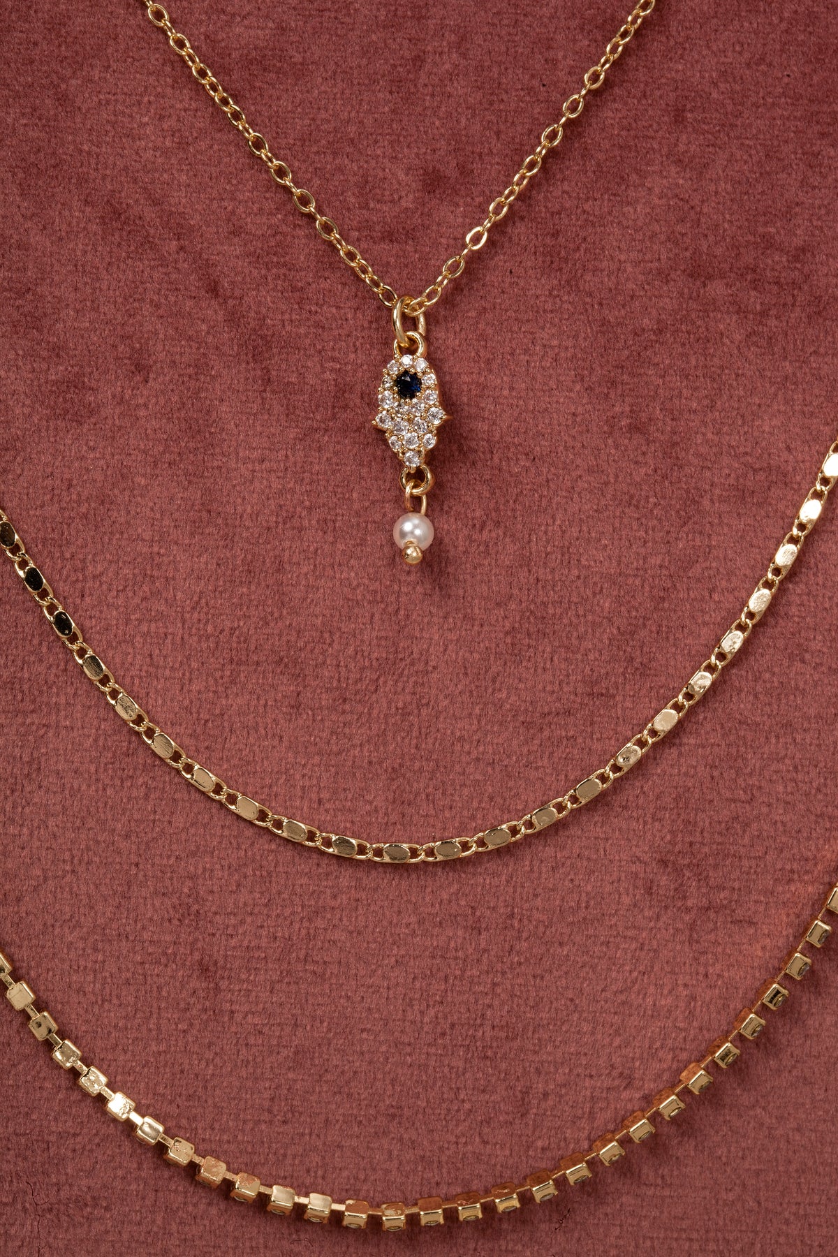 Golden Glint Triple-Layer Necklace