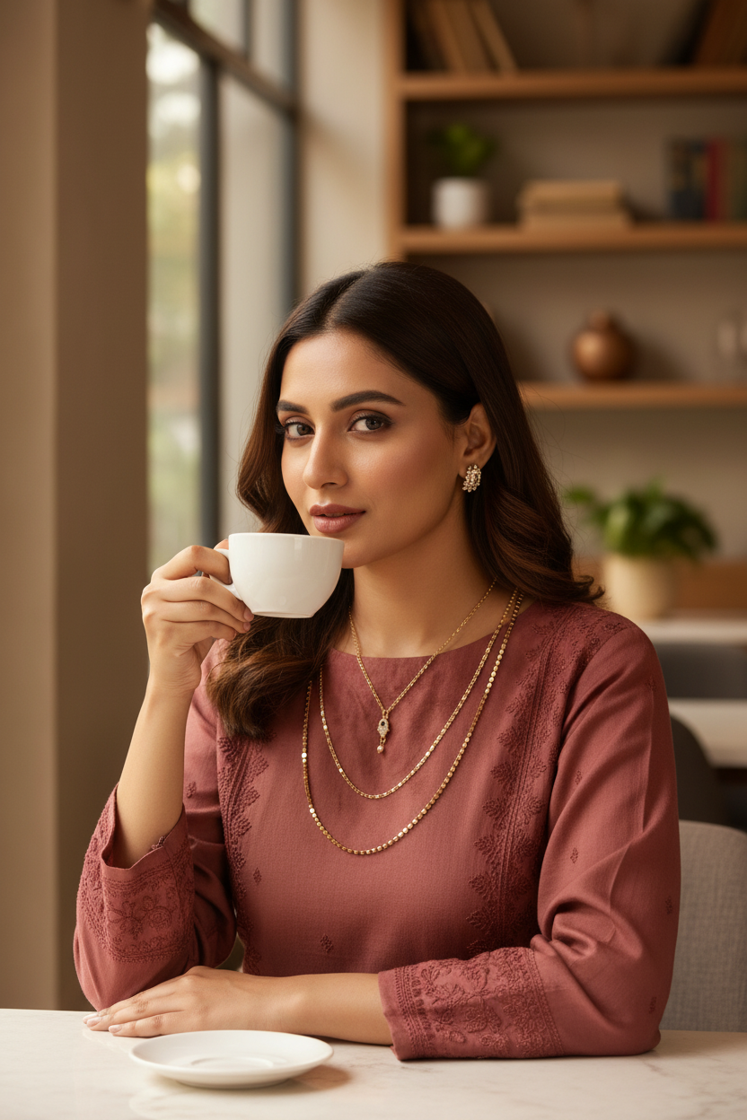 Golden Glint Triple-Layer Necklace