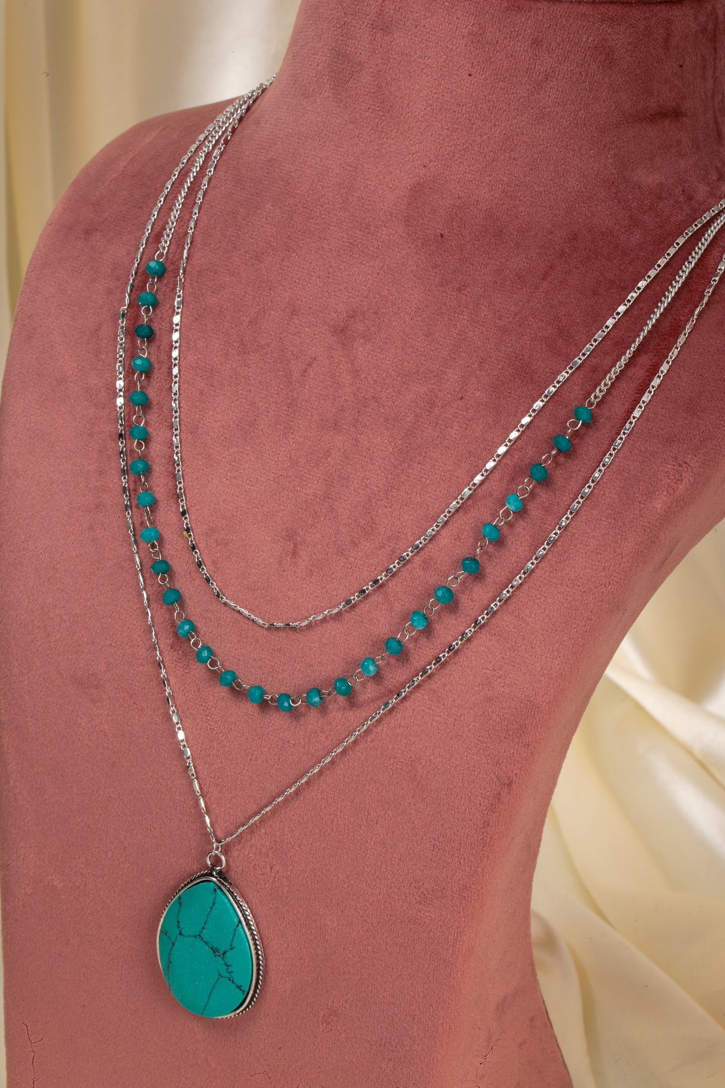 Turquoise Mirage Triple Layered Necklace