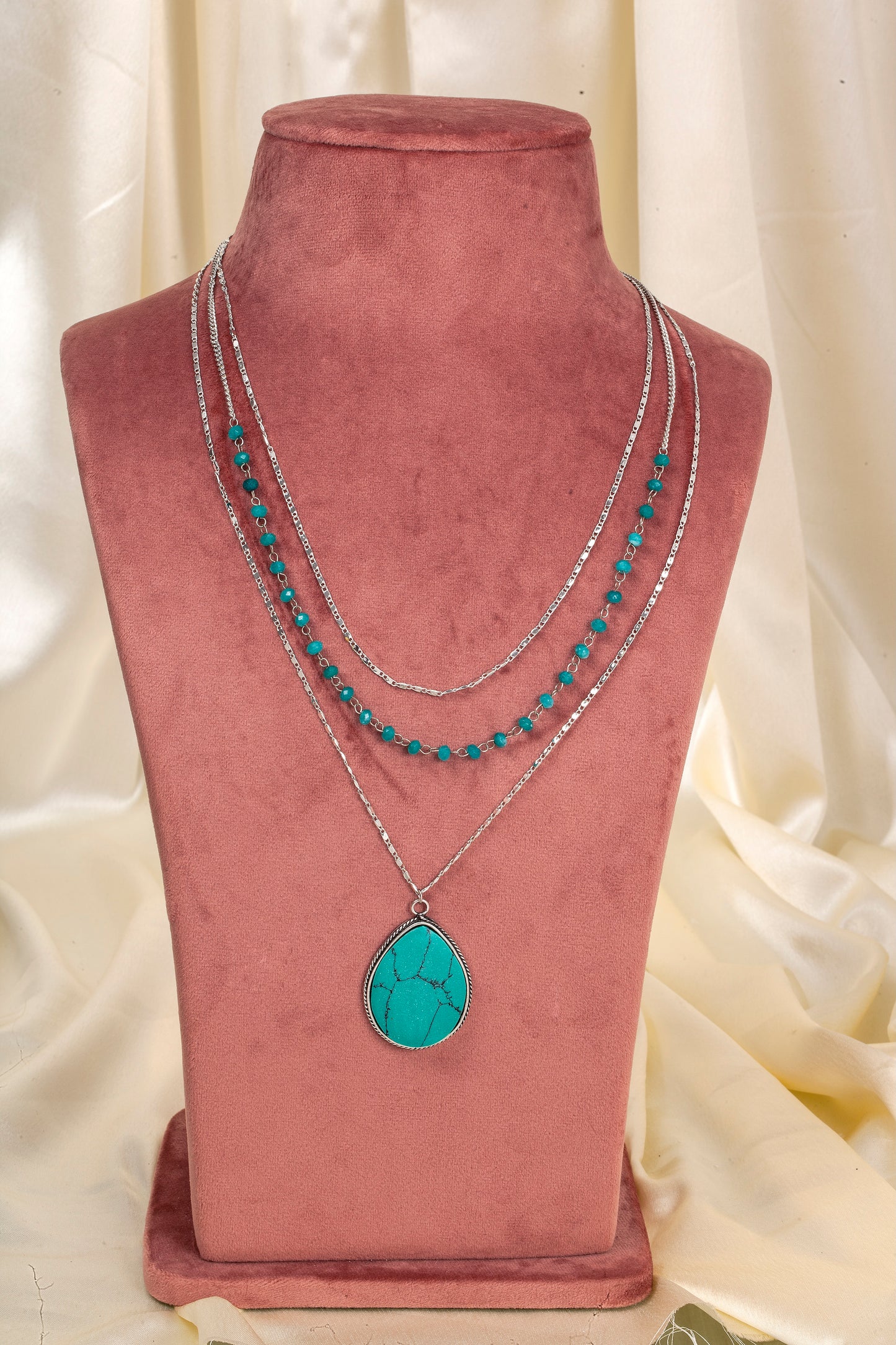 Turquoise Mirage Triple Layered Necklace