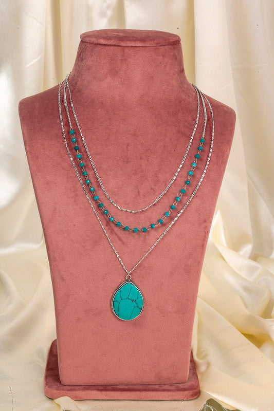 Turquoise Mirage Triple Layered Necklace