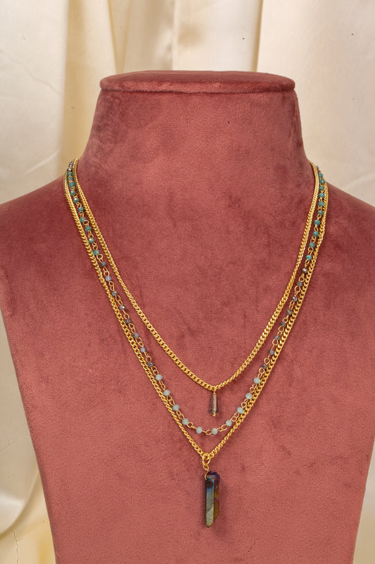 Aurora Root Layered Gemstone Necklace (18K Vermeil Gold)