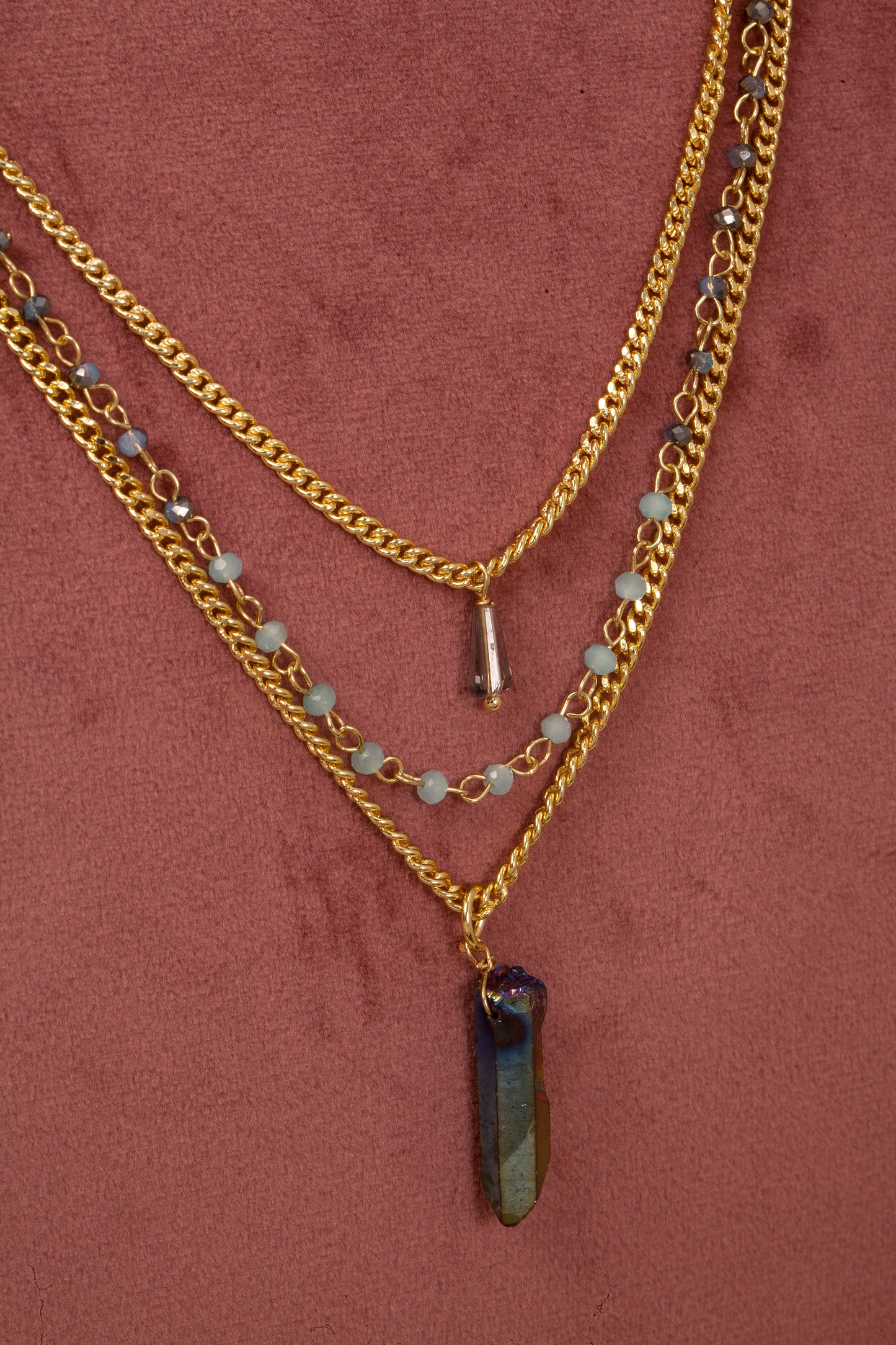 Aurora Root Layered Gemstone Necklace (18K Vermeil Gold)