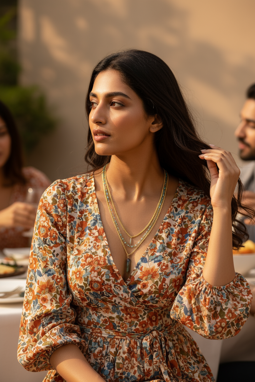 Aurora Root Layered Gemstone Necklace (18K Vermeil Gold)